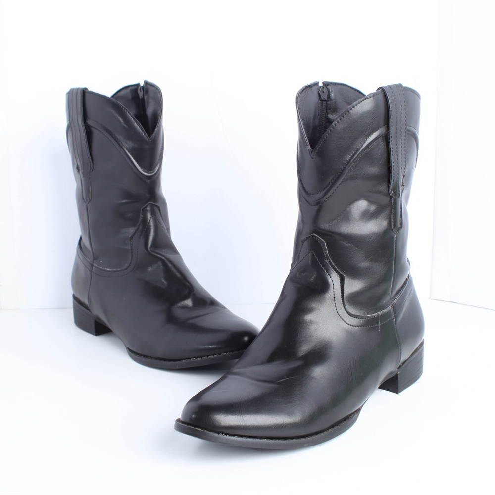 Men's Faux Leather Black Zip Up Chelsea Ankle Boots Size 9 43